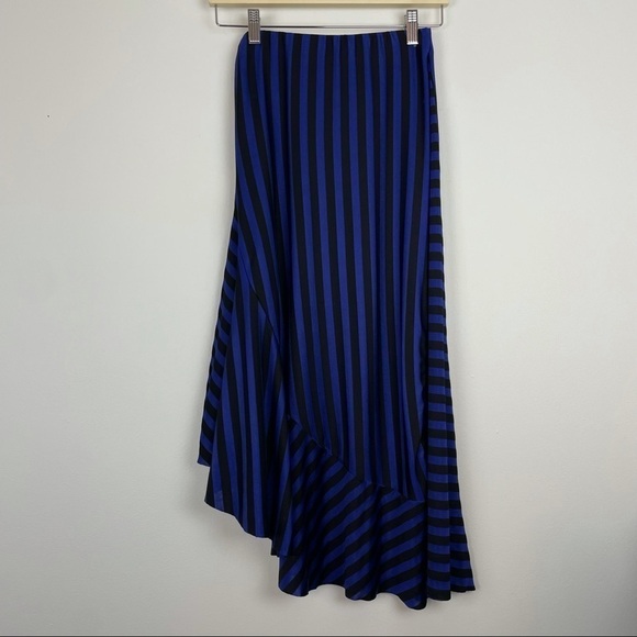 Zara Trafaluc Black Blue Asymetrical Ruffled Skirt Size Small. - Picture 1 of 5